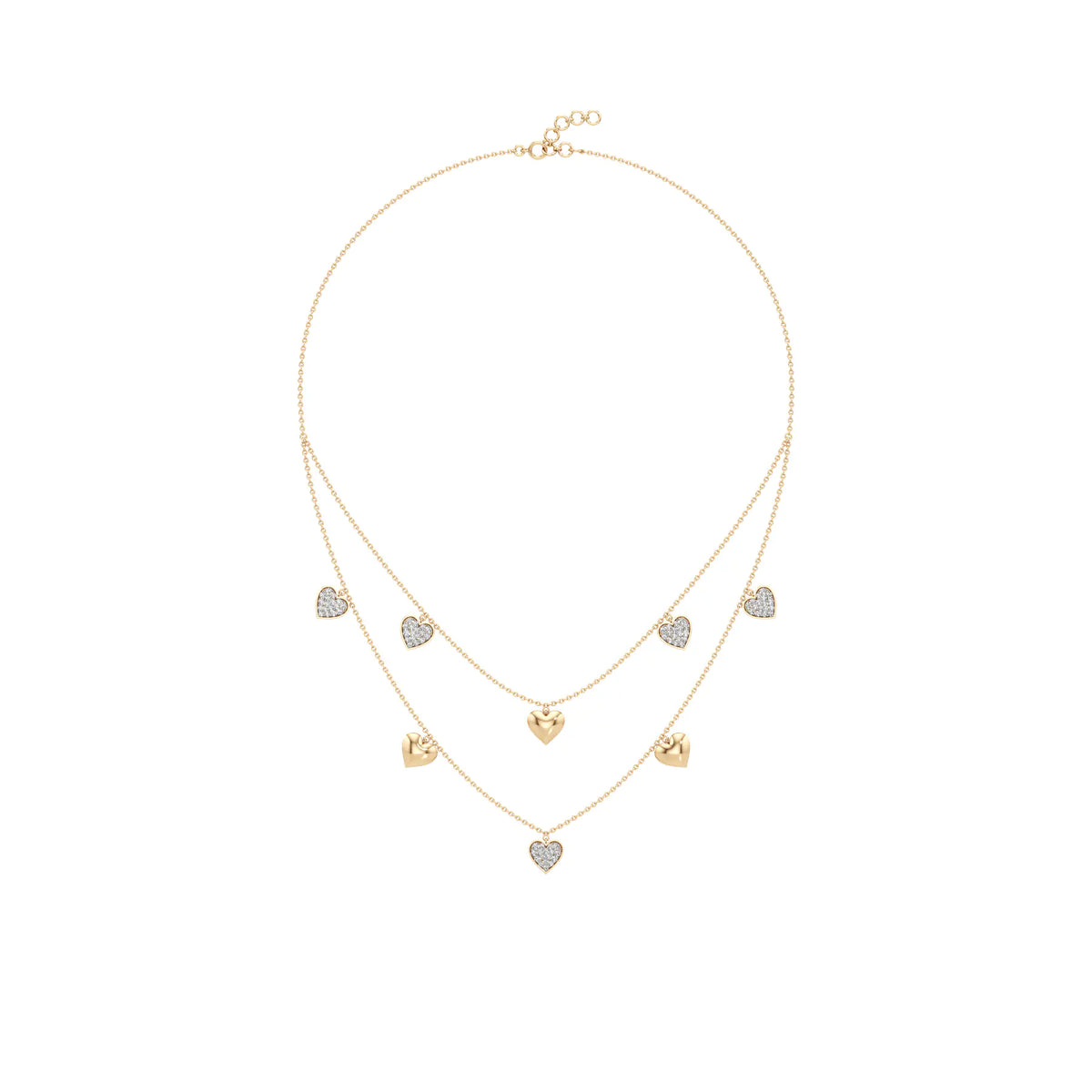 Double Happiness Heart Diamond Necklace