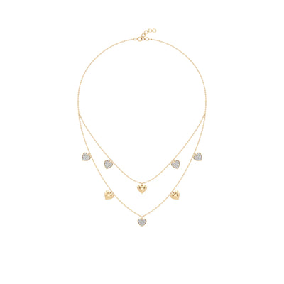 Double Happiness Heart Diamond Necklace