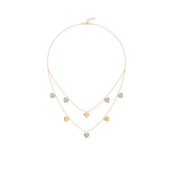 Double Happiness Heart Diamond Necklace