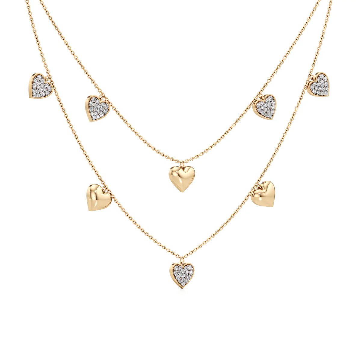 Double Happiness Heart Diamond Necklace