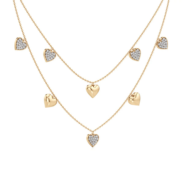 Double Happiness Heart Diamond Necklace