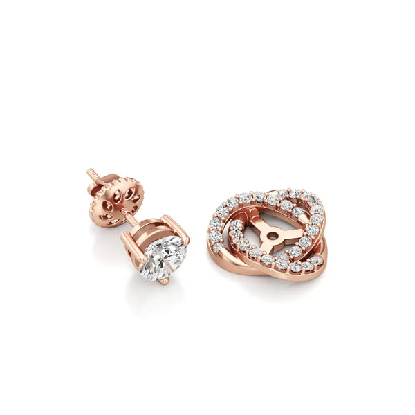 Detachable Solitaire Entwined Circled Diamond Earrings