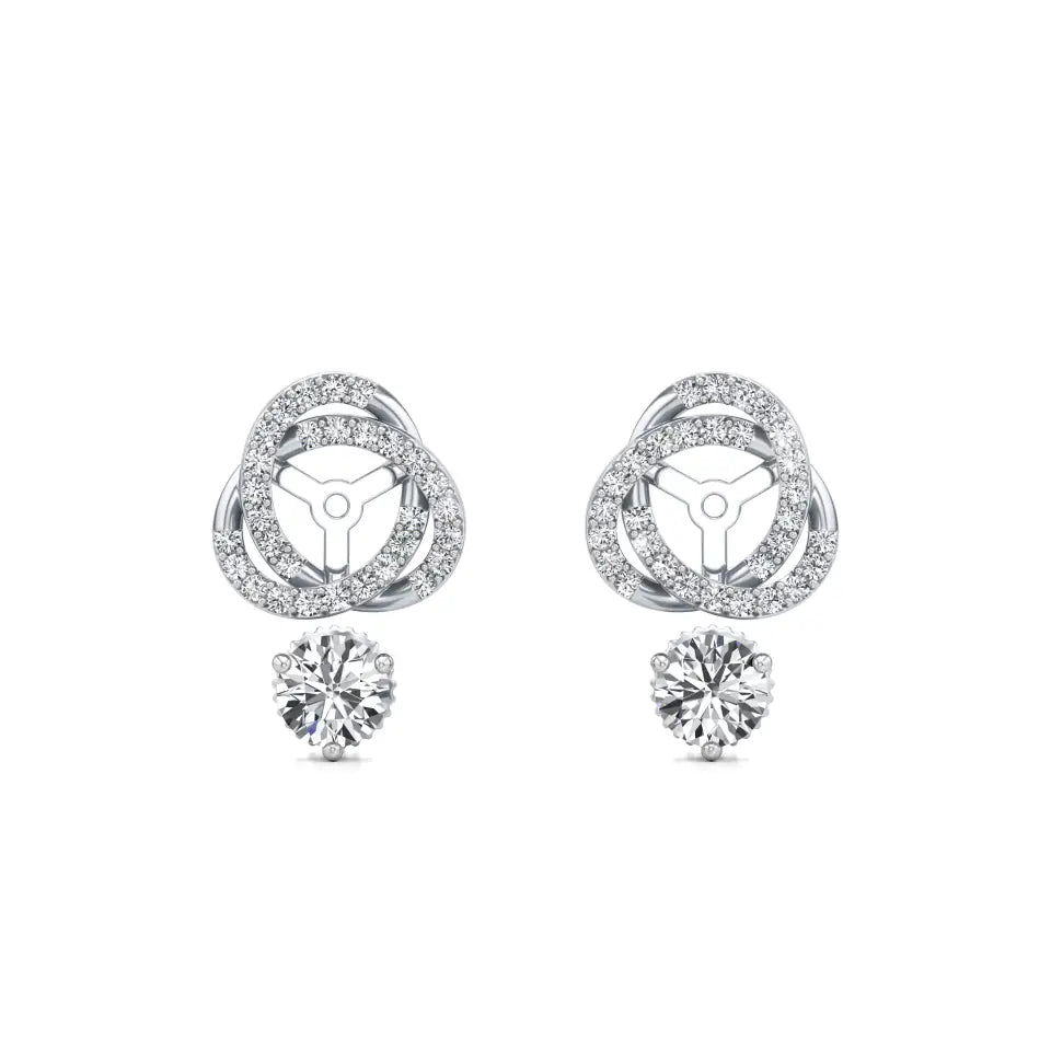 Detachable Solitaire Entwined Circled Diamond Earrings