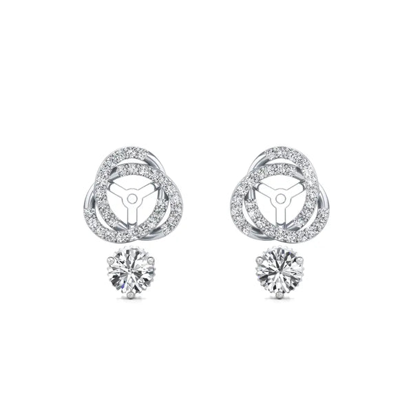 Detachable Solitaire Entwined Circled Diamond Earrings