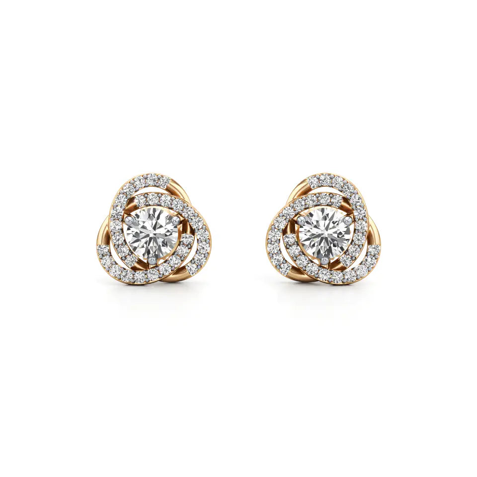 Detachable Solitaire Entwined Circled Diamond Earrings