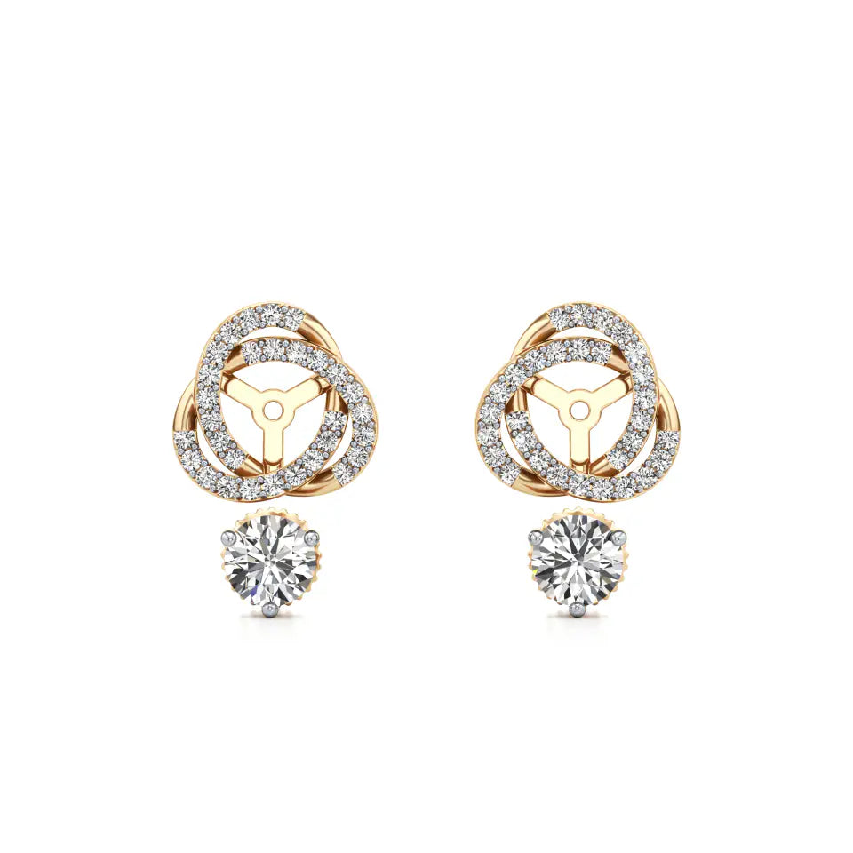 Detachable Solitaire Entwined Circled Diamond Earrings