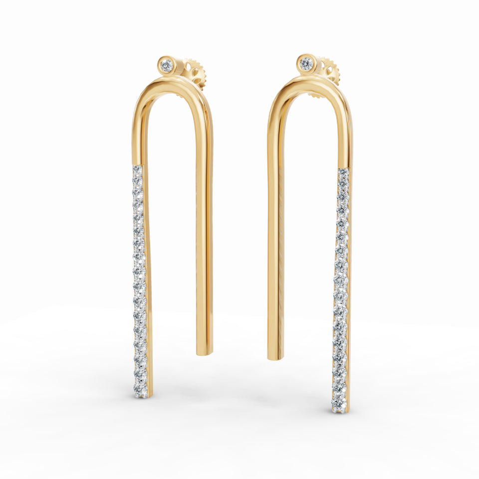 Long U-Shaped Diamond Earrings