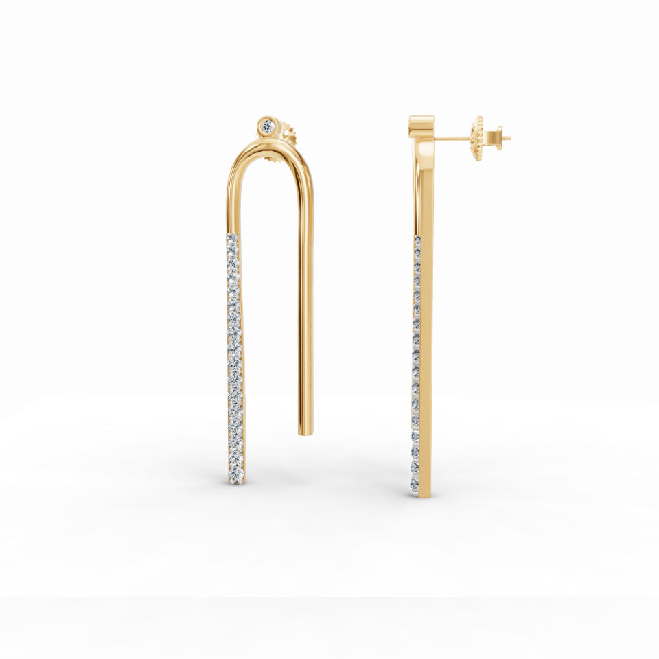 Long U-Shaped Diamond Earrings