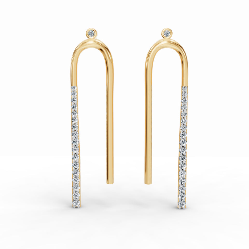 Long U-Shaped Diamond Earrings