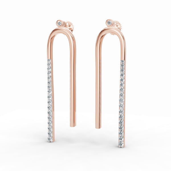 Long U-Shaped Diamond Earrings