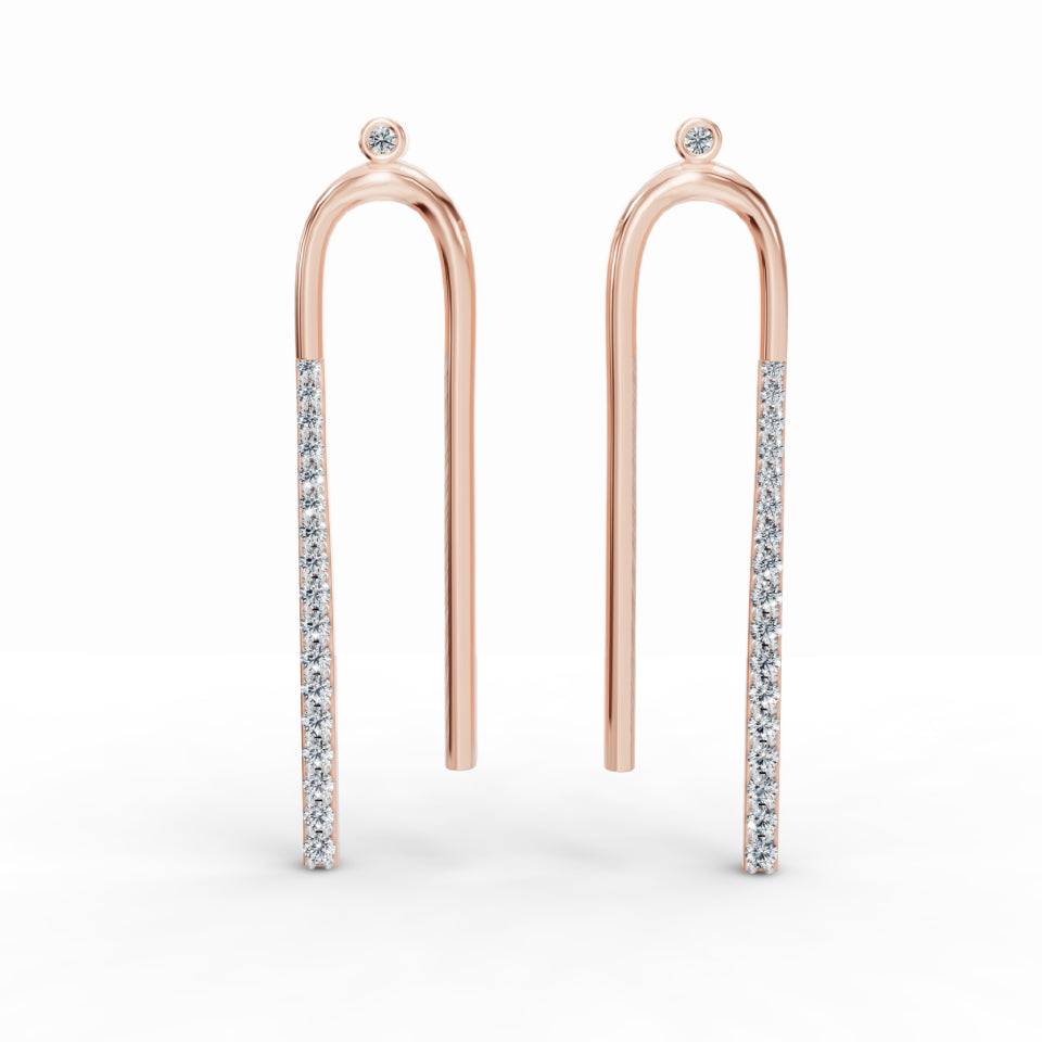 Long U-Shaped Diamond Earrings