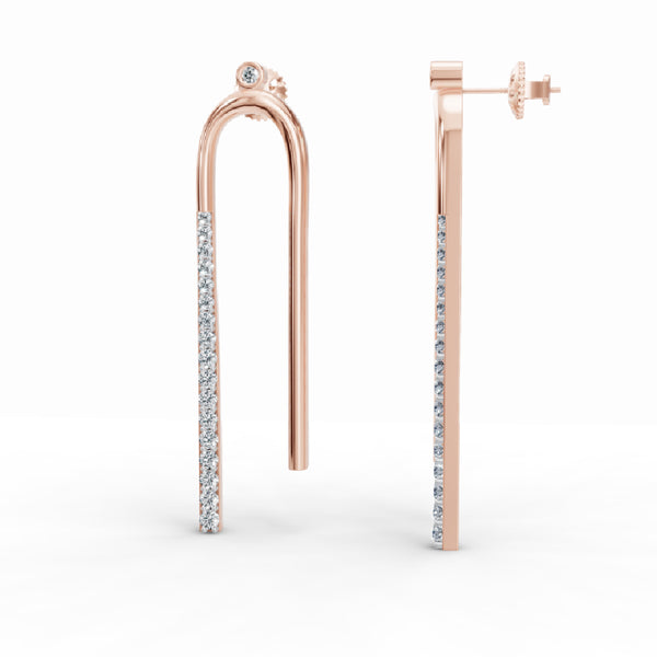 Long U-Shaped Diamond Earrings