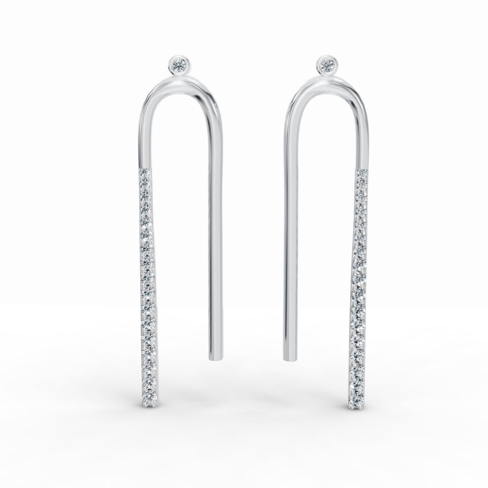 Long U-Shaped Diamond Earrings