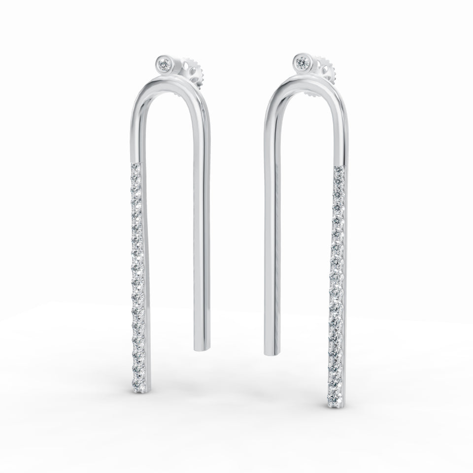 Long U-Shaped Diamond Earrings