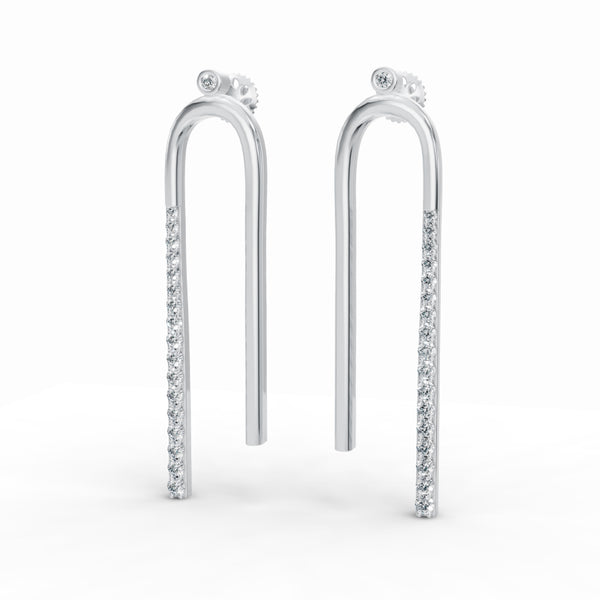 Long U-Shaped Diamond Earrings