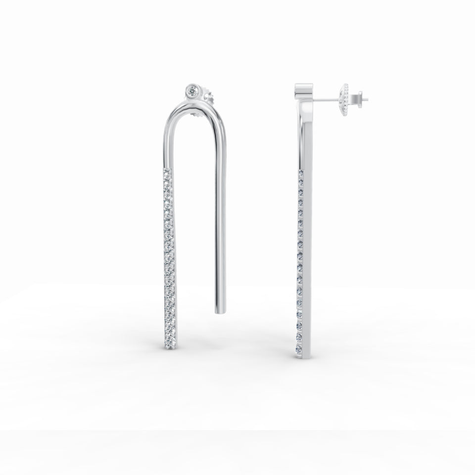 Long U-Shaped Diamond Earrings