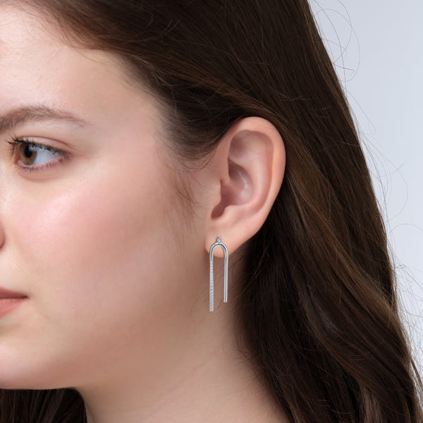 Long U-Shaped Diamond Earrings