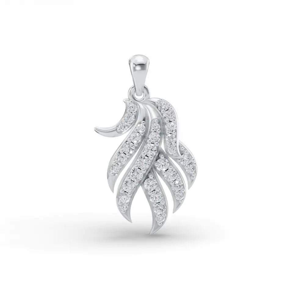 Elegant Diamond Feather Pendant