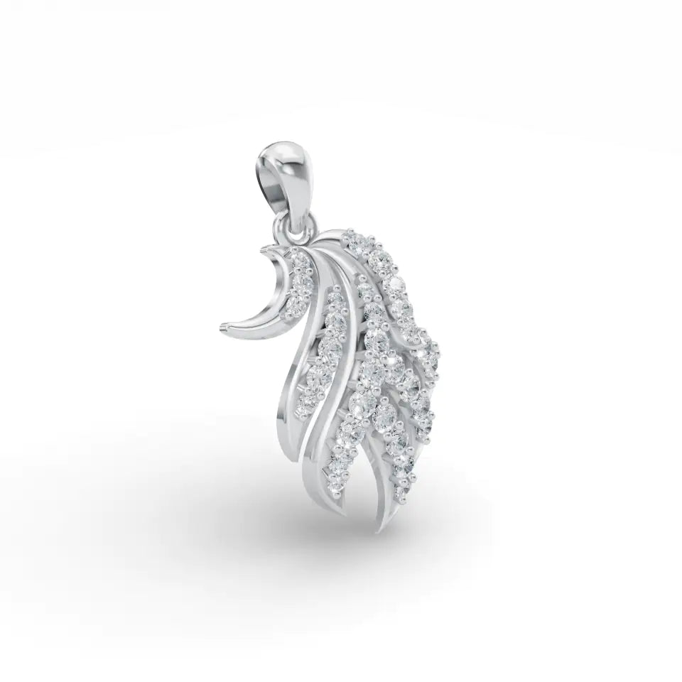 Elegant Diamond Feather Pendant