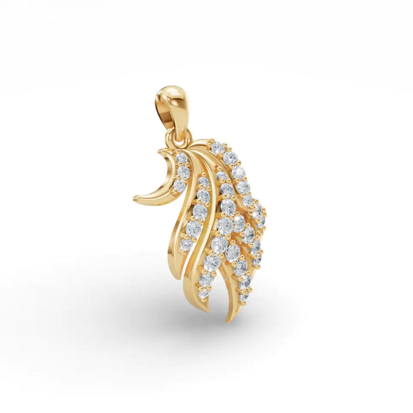 Elegant Diamond Feather Pendant