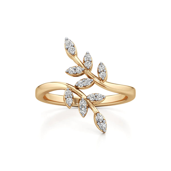 Duo Leaf Pleasing Diamond Ring