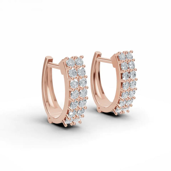 Double Row Bali Diamond Stud Earrings