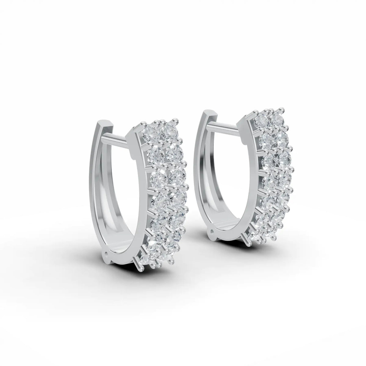 Double Row Bali Diamond Stud Earrings